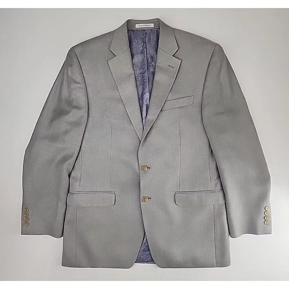 Chaps 40R | Solid Light Gray Sport Coat Blazer Jacket Minimalist Modern Dapper - Picture 3 of 8